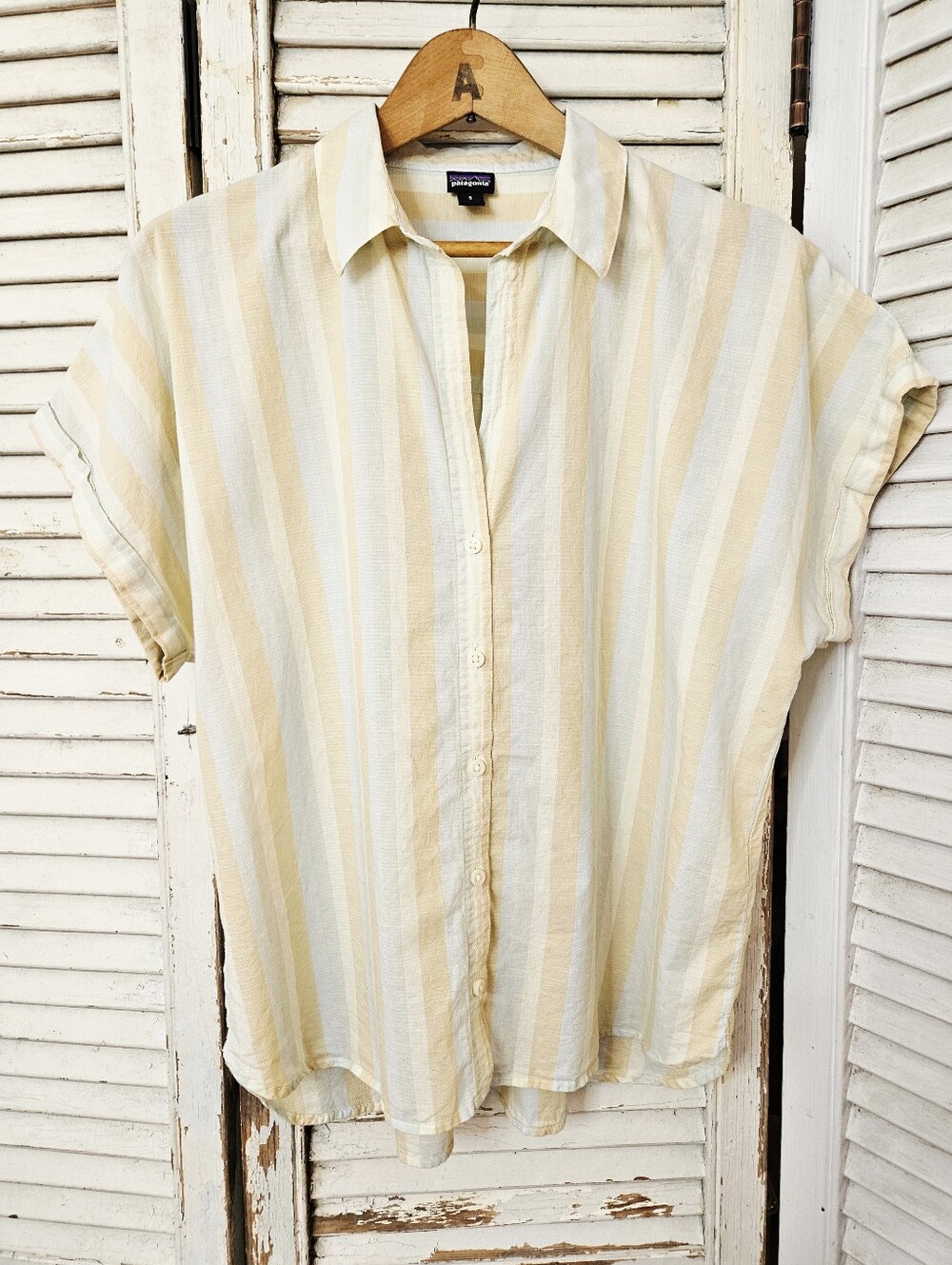 Patagonia Organic Cotton & Hemp Striped Cap Sleeve Shirt Small